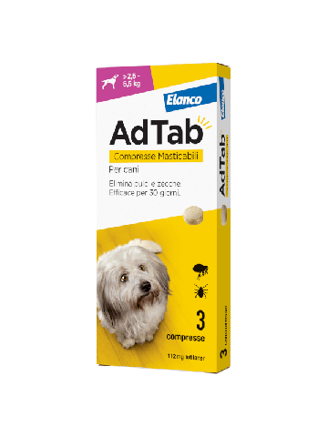 Adtab Antiparassitario Cani 2,5-5,5kg 112mg 3 Compresse Masticabili