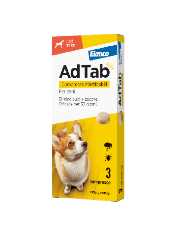 Adtab Antiparassitario Cani 5,5-11kg 225mg 3 Compresse Masticabili