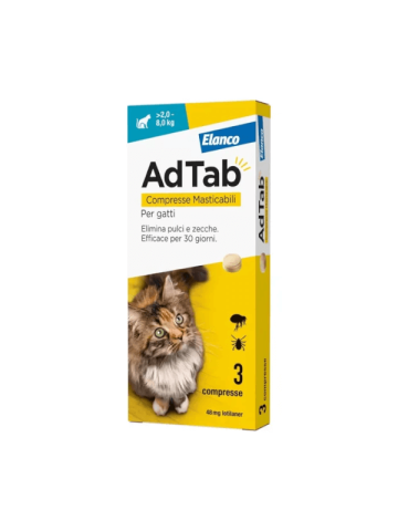 Adtab Antiparassitario Gatti 2-8kg 48mg 3 Compresse Masticabili