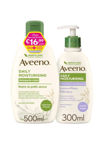 Aveeno Bundle Bagno Doccia Idratante 500ml + Crema Corpo Lavanda 300ml