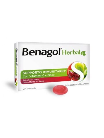 Benagol Herbal Gola Menta Ciliegia 24 Pastiglie