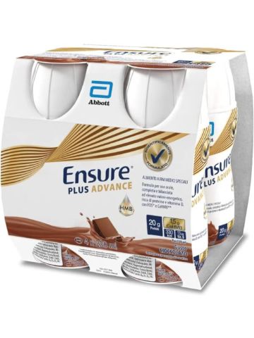 Ensure Plus Advance Liquido Cioccolato Ipercalorico Iperproteico 4x220ml