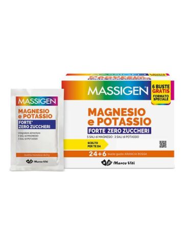 Massigen Magnesio Potassio Forte Zero Zuccheri Sali Minerali 24+6 Bustine