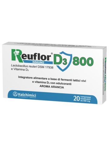 Reuflor D3 800 Fermenti Lattici Vitamina D 20 Compresse Masticabili