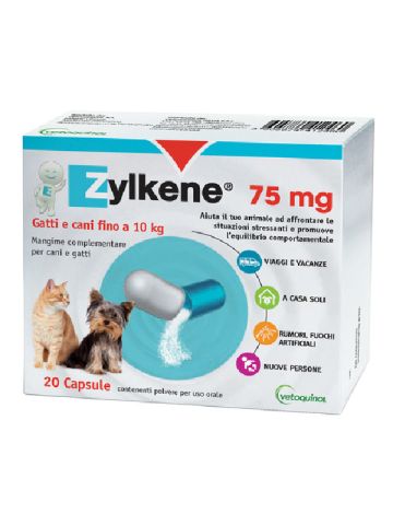 Zylkene Cani Gatti 75mg Stress Cambiamento Abitudini 20 Capsule