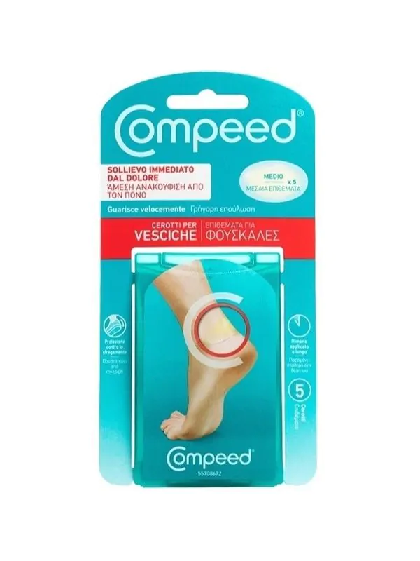 Compeed Cerotti Per Vesciche Tallone – 12 Pezzi, Idrocolloidali, Trasparenti, 4,2x6,8 Cm